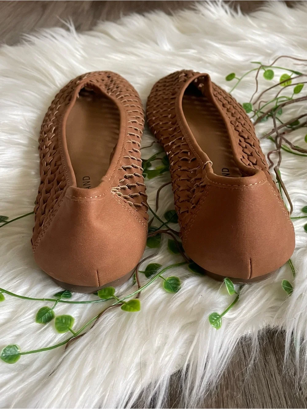 Lucky Brand Eisadora Woven Ballet Flats Camel Tan Brown Size 10 M Vegan